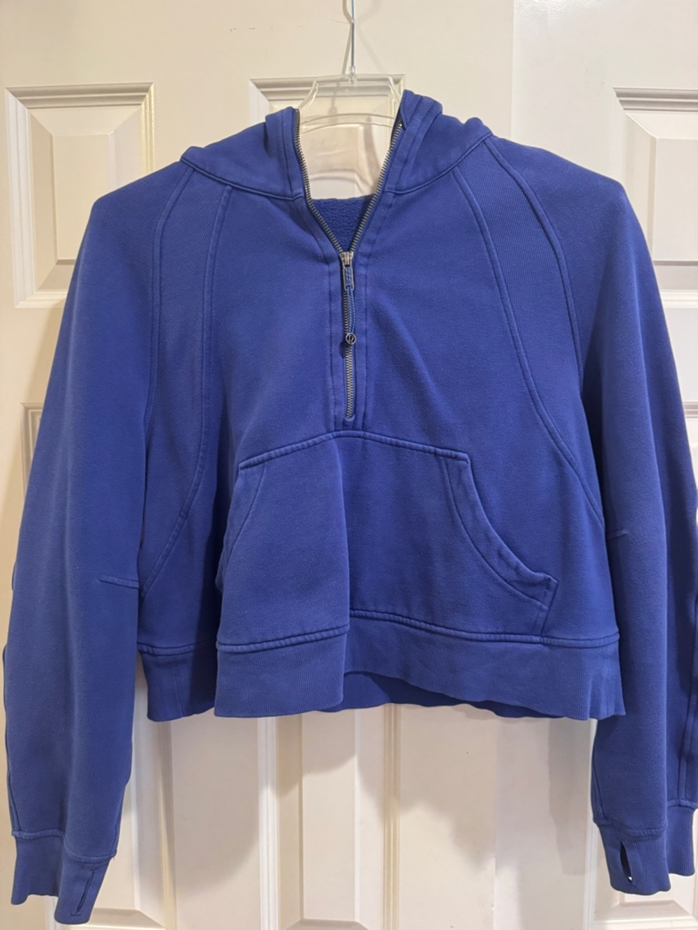Cobalt Blue Half-Zip Hooded Sweatshirt